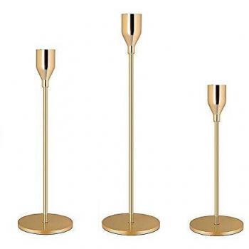 Gold Metal Candle Holder Trio – 33 × 28 × 24 cm Vintage Design