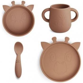 Nuuroo Lykke Giraffe Set pappa 4 pezzi, Cioccolato Malto