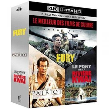 Le Meilleur des Films de Guerre-Coffret : Fury + The Patriot + Le Pont de la rivière Kwaï [4K Ultra HD + Blu-Ray]