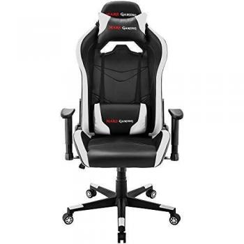 Silla Ergonómica Mars Gaming MGC3BW, Cojín Lumbar y Cervical, Color Blanco