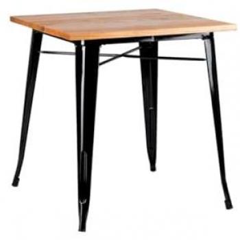 Mesa de Madera Natural 80 cm, Color Negro, Formato Cuadrado
