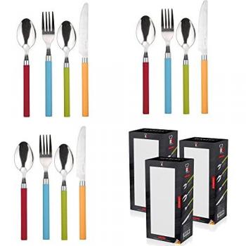 Set de Cubiertos Modernos 24 Piezas Acero Inoxidable con Mangos de Colores