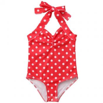 0-3Y Baby Girl Polka Dot Halter One-Piece Swimsuit