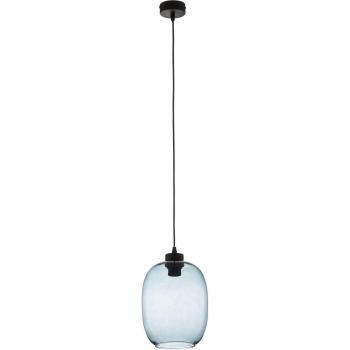 Colgante Elio: Lámpara de Techo Azul con Cristal y 1 Foco