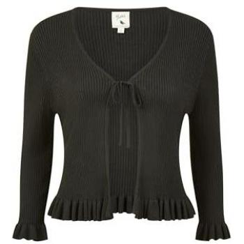 Cardigan froncé noir Yumi à nouer