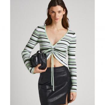 Jersey Multicolor Pepe Jeans Elástico Mujer Entallado con Escote en V