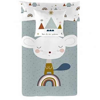 FUNDA NORDICA REVERSIBLE INFANTIL 100% ALGODÓN SUSANITA AZUL A HACIENDO EL INDIO FABRICADO EN ESPAÑA