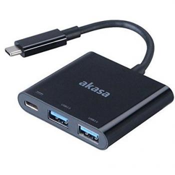 Akasa AK‑CBCA08 15BK – Daten‑ und Video‑Adapter, 2× USB 3.0 & 1× USB‑Type‑C, schwarz