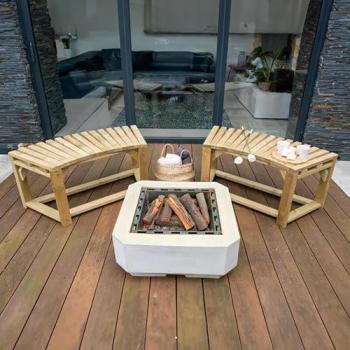 Forest Garden Curved Wooden Firepit Benches