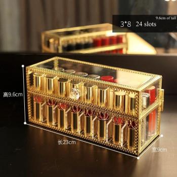 24-Grid Acrylic Makeup Organizer with Gold Accents