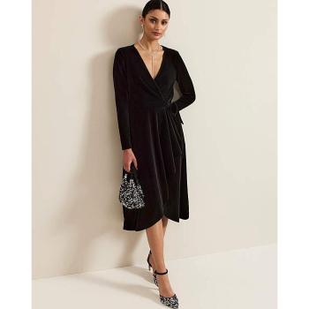 Phase Eight Women's Black Velvet Julia Wrap Dress (12)