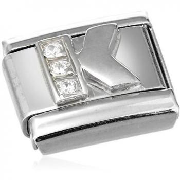 Lettera K Acciaio Bianco con Zircani