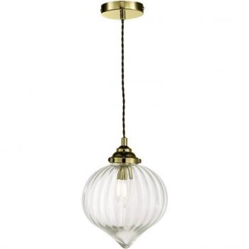 Antique Brass Single Light Ceiling Pendant with Clear Glass Shade