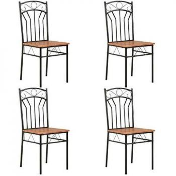 Sillas de Comedor Malbork 4 Unidades Diseño Retro Natural/Negro
