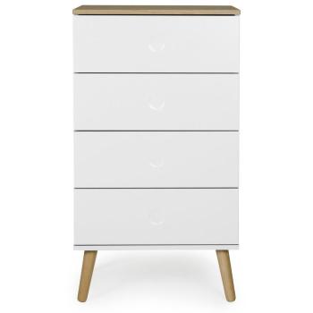 Caspar Alta Cassettiera a 4 Cassetti, Colore Bianco