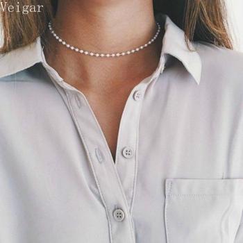 Women's White Beaded Pearl Choker
