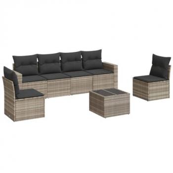Set Divani Giardino 7pz Grigio Chiaro con Cuscini