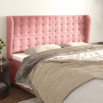 Kopfteil mit Ohren 203x23x118/128 cm Rosa Samt