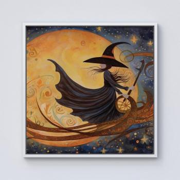 Witchy Whimsy Broomstick Portrait – Medium Canvas