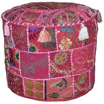 Alfombra de descanso de algodón con bordado patchwork, 46x33 cm – Marubhumi
