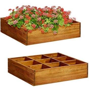 Solid Acacia Wood Herb Garden Raised Bed, 60x60x15 cm, VidaXL