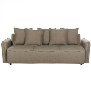 Convertible Sleeper Sofa Bed with Storage and Removable Cushions in Brown Polyester