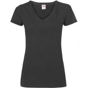 Fruit of the Loom Black V Neck Tee for Women