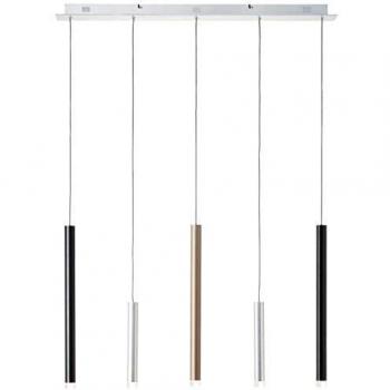 Lampe clavecin LED suspension 5 lumières alu noir marron