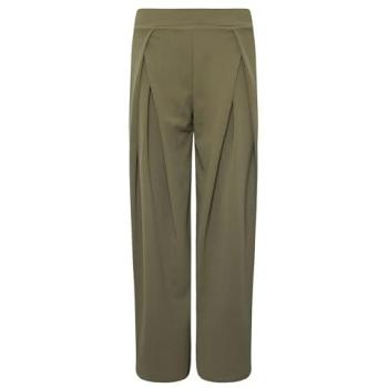 Women's Olive Pleated Wide-Leg Skinnies
