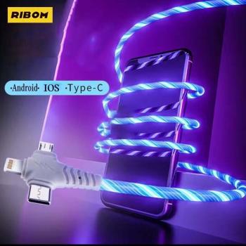 3-in-1 LED USB Cable for iPhone 12/11 Pro, Huawei, Xiaomi