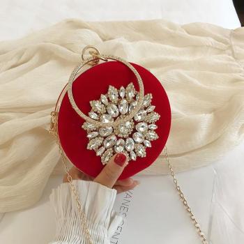 Kristall-Diamant-Handtasche für Damen, runde Kupplung für Hochzeiten und festliche Anlässe