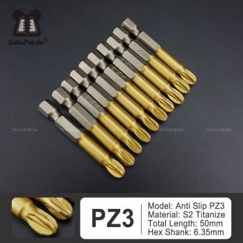 10Pcs Magnetic Pozidrive Bits 50mm PZ1/PZ2/PZ3