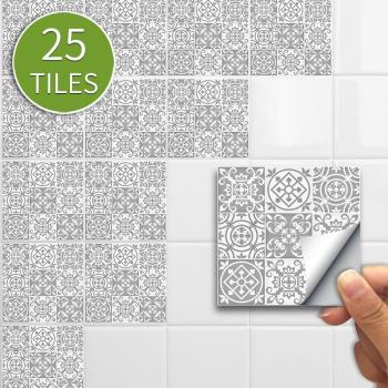 Funlife 25pcs Moroccan Retro Kitchen and Bathroom Tile Stickers
