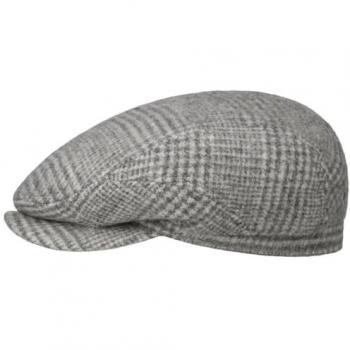 Light Grey Virgin Wool Driver Flat Cap, Undyed, Size 55 cm