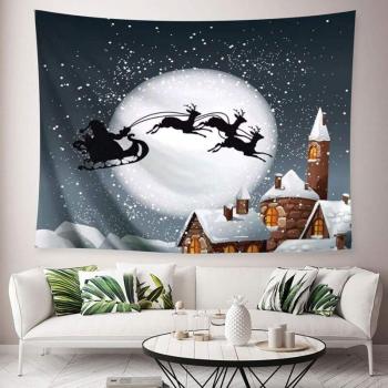 Sfondo Casa Natale con Luna e Fiocco di Neve 200x150 cm