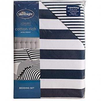 MidnightStripe Navy King Duvet Set – Super‑King