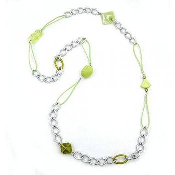 Kette mint oliv mit hellgrauen Aluminiumperlen 100cm