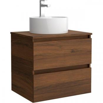Mueble de baño Bequia 70cm con Encimera y Lavabo posar Nogal, 70x45x56 cm