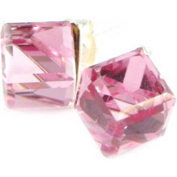 Pendientes Elegantes de Cristal Rosa 6 mm