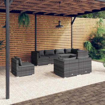 Conjunto de Móveis de Jardim vidaXL 8 pcs Vime PE Cinza