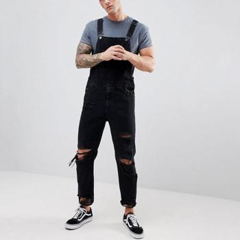 Men's Streetwear Ripped Denim Jumpsuit
