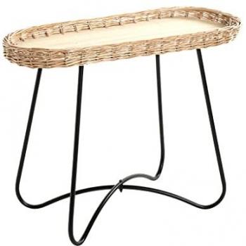 Table d'appoint ovale marron et noir 70 x 33 x 55 cm