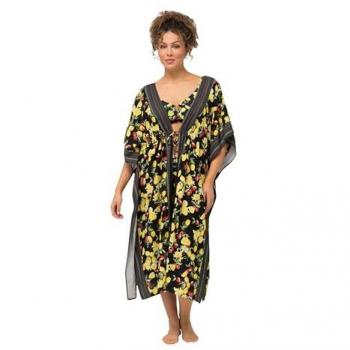 Schwarzer Damen Kaftan, große Größen, Viskose, Größe 42-48, Ulla Popken