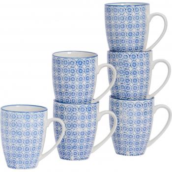 Pack of 6 Hand-Printed Mugs