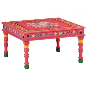 Coffee Table in Pink Hand Painted Solid Mango Wood vidaXL