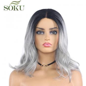 Ombre Gray Synthetic Lace Wig for Black Women