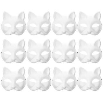 Masque blanc de chat 12pcs