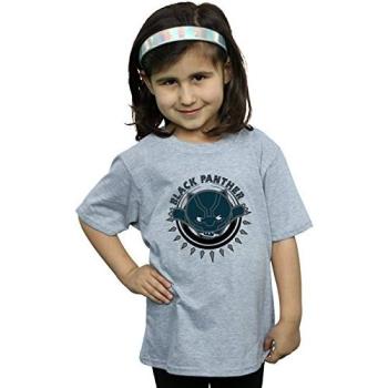 Girl’s 9‑Year Old Kawaii Black Panther Tee – Grey Cotton