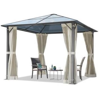 TOOLPORT 3x3m Cream Garden Canopy with Sides