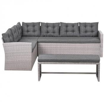 Eden Outdoor Corner Sofa Set – Rustic Rattan, Soft Grey